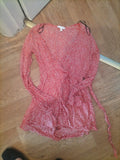 H&M 10 Red And White Daisy V Neck Low Cut Jumpsuit