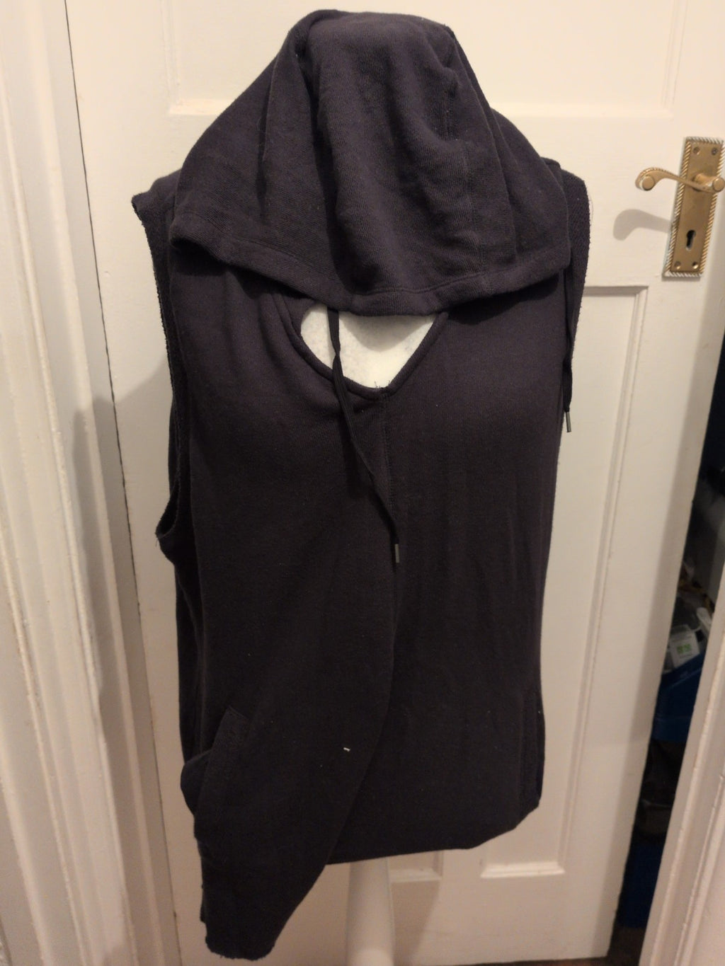 Large Navy Sleeveless Pullover Hoodie Jumpsuit