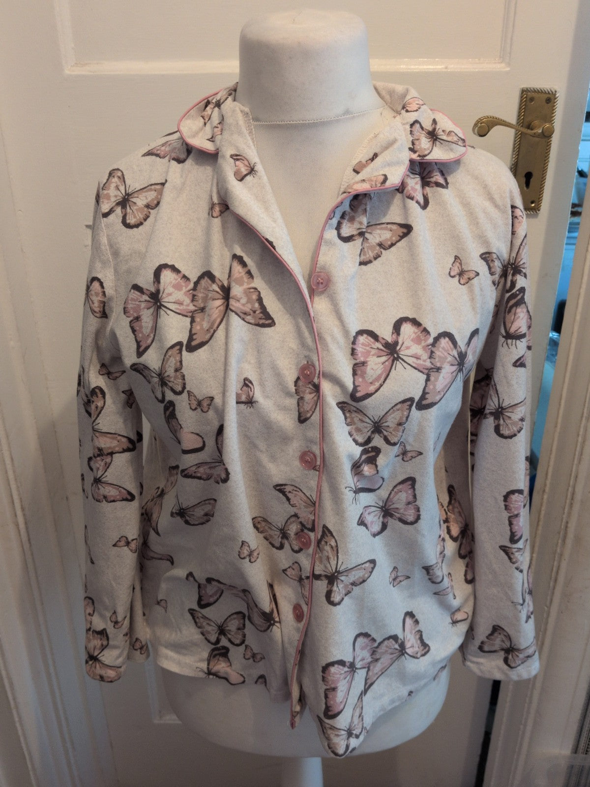 Ladies Peacocks 10-12 Butterfly Long Sleeve Pyjama Top