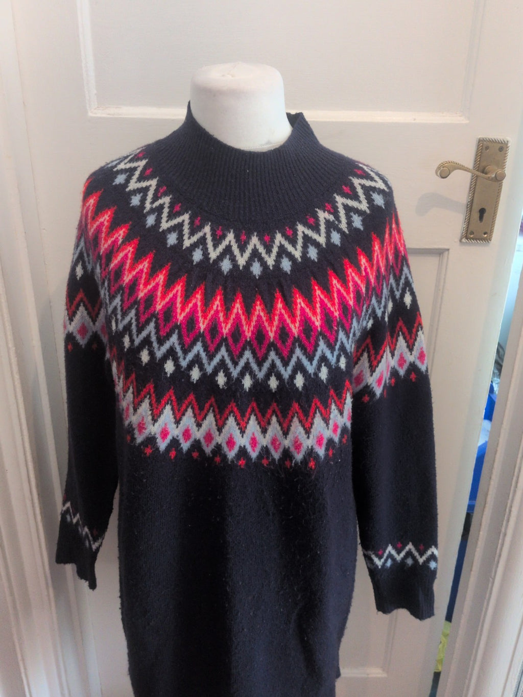 Ladies Navy/red/white Long Line Jumper Size Med George Free Delivery
