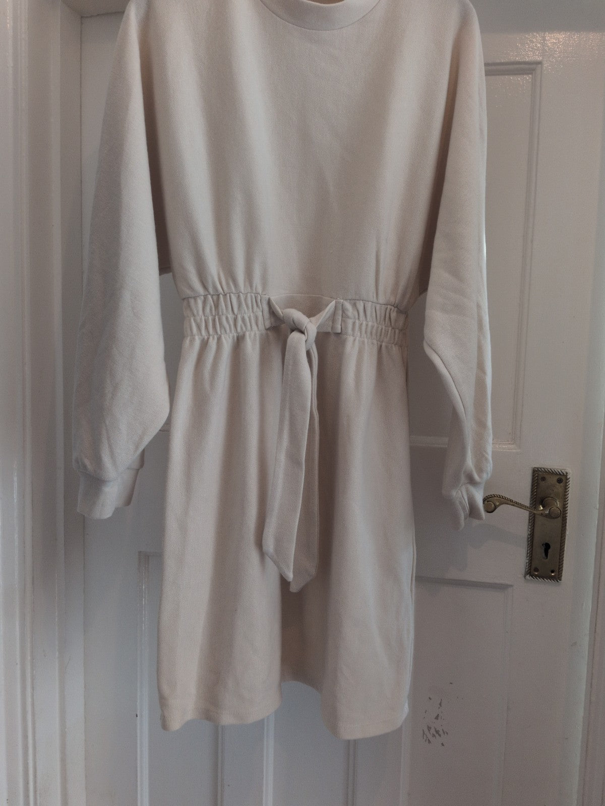 Primark 10 Cream Fit And Flare Long Sleeve Dress