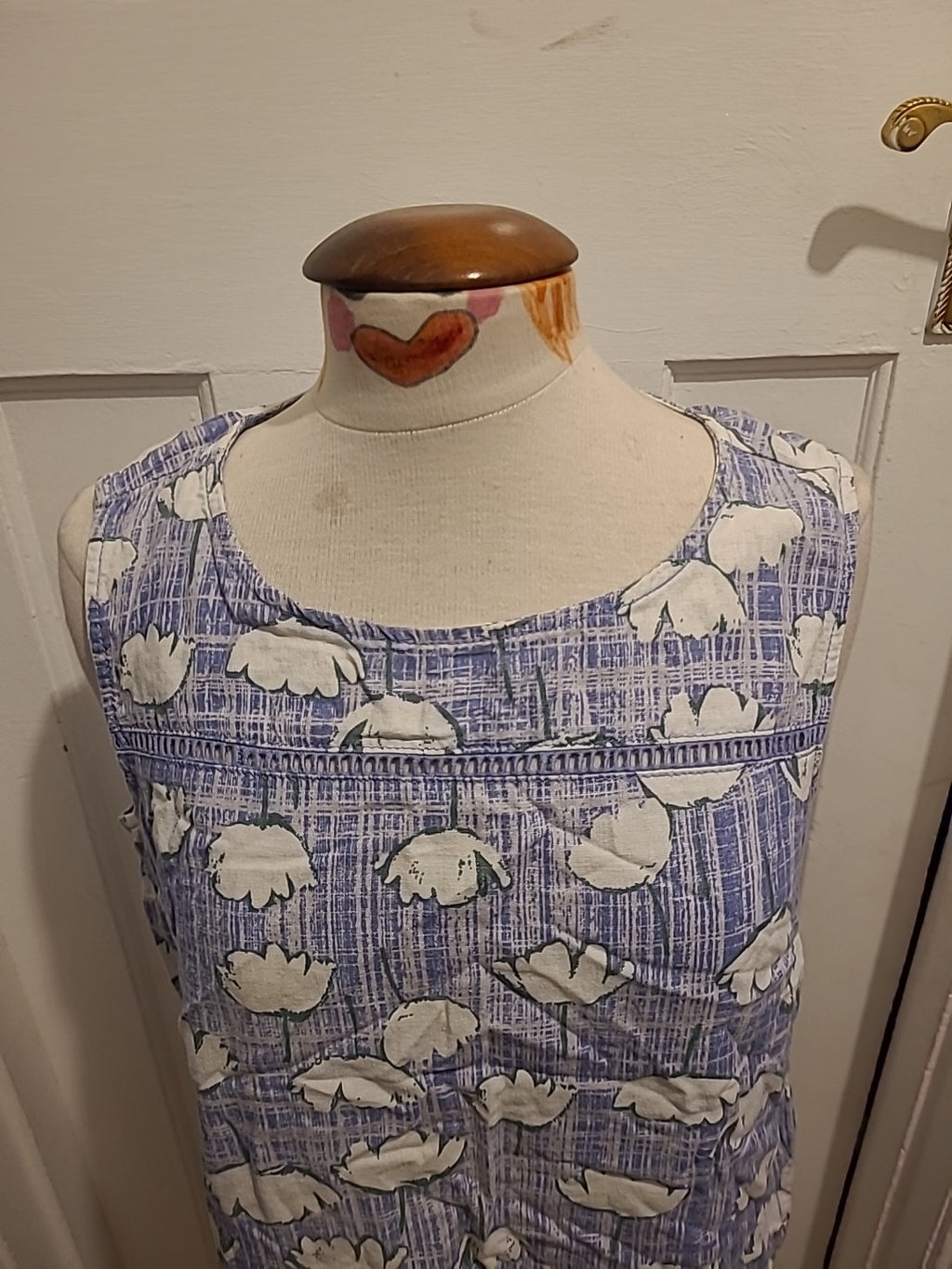 Ladies Next Size 14 Blue Fleck With White Floral Sleeveless Blouse