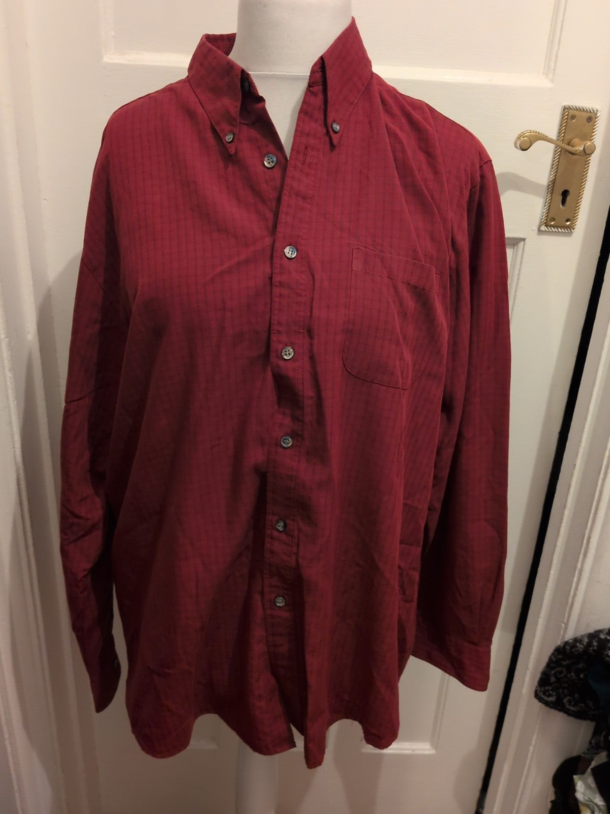 Burton Large Purple With Faint Navy Check Long Sleeve Soft Touch Shirt