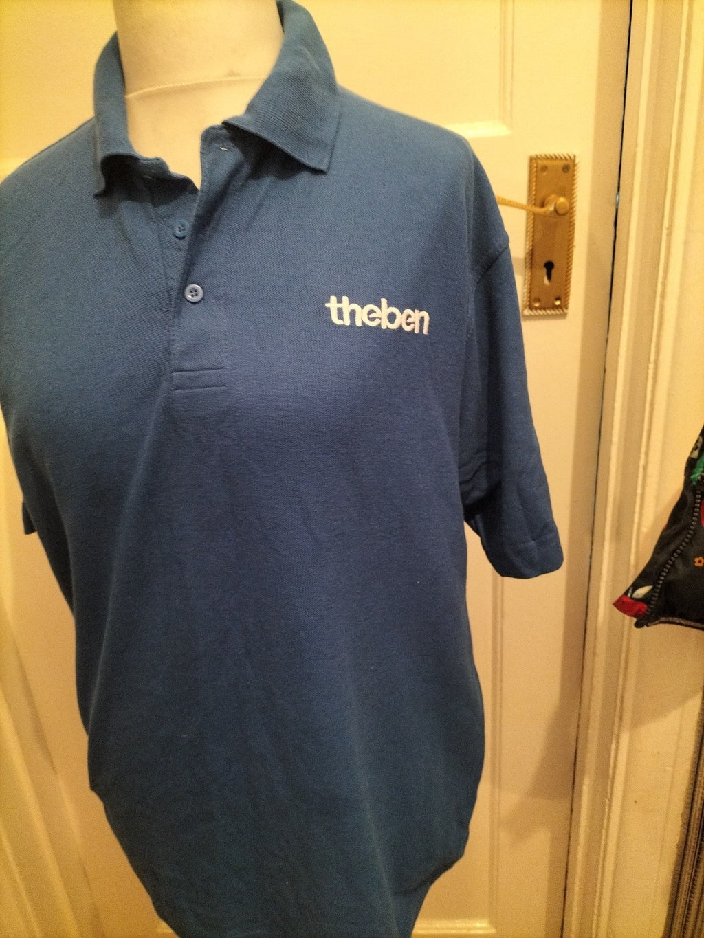 Mens Uneek Size Large Royal Blue Short Sleeved Print Polo