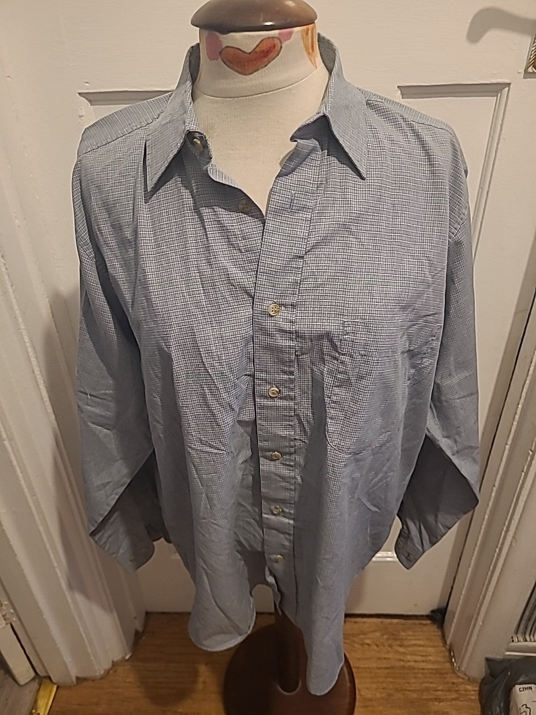Mens Peter England Size Medium Blue Check Long Sleeved Shirt