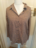 Ladies M&Co Size 14 Brown And Black Buttoned Blouse
