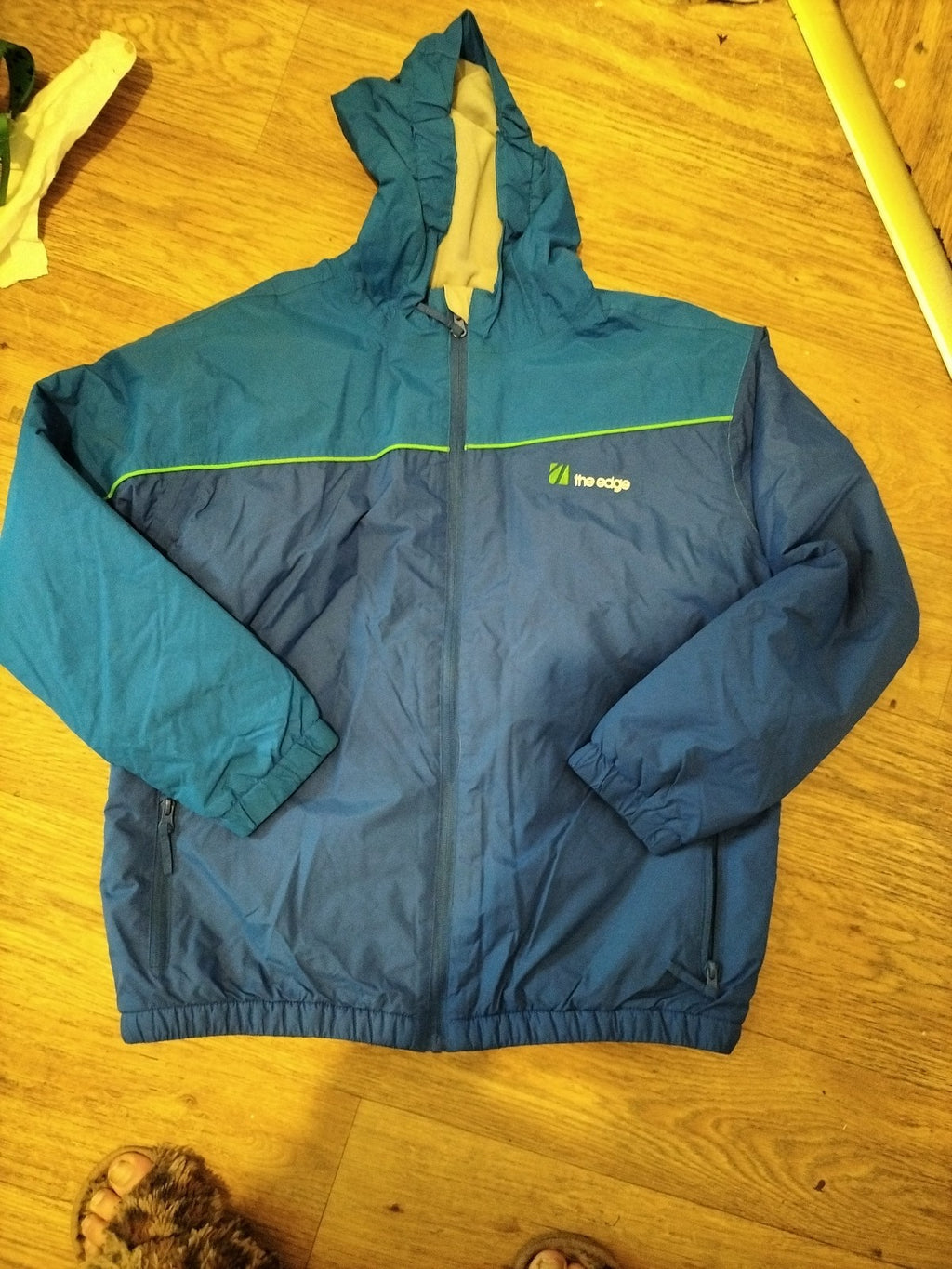 Boys The Edge Age 13-14 Years Blue Lined Rain Coat