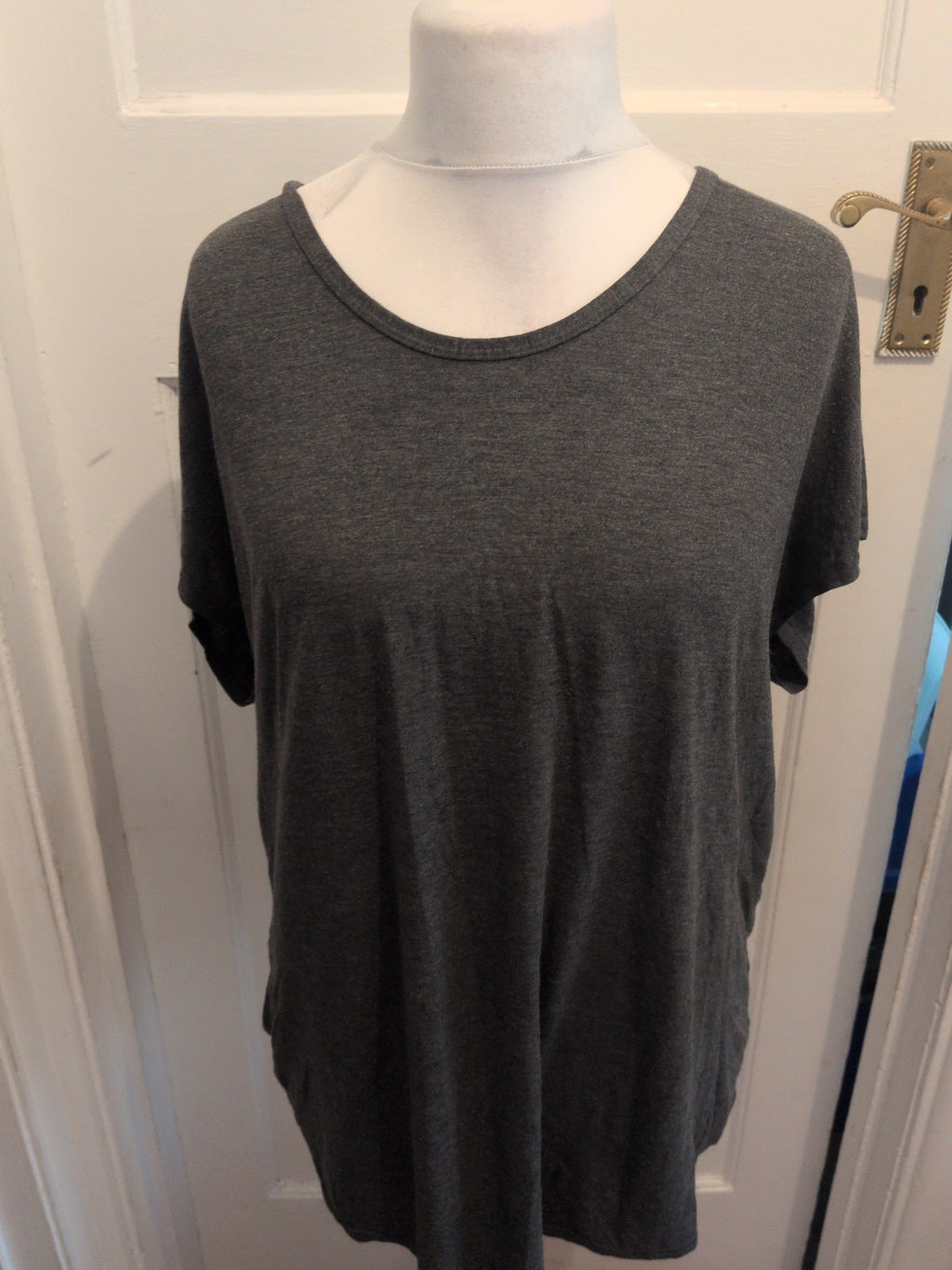 3XL Grey Uneven Hem Short Sleeve T-shirt Longline