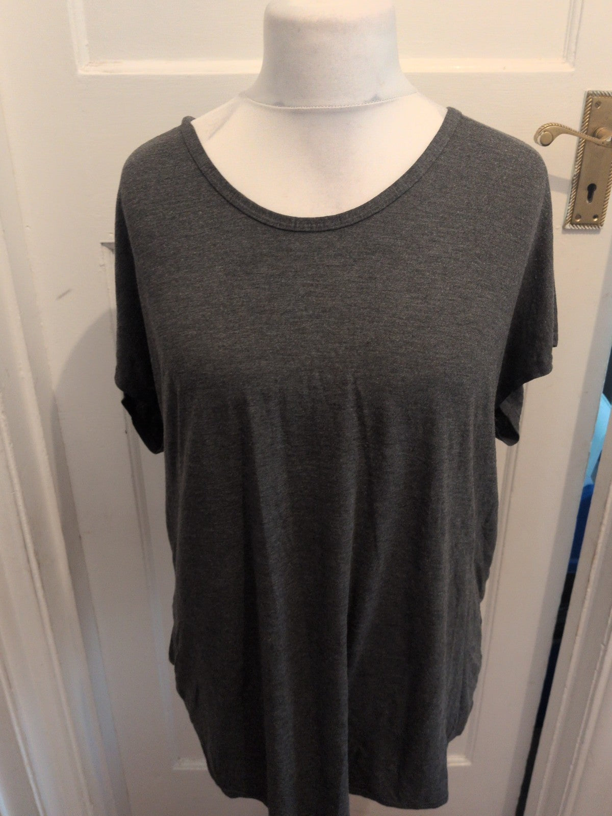 3XL Grey Uneven Hem Short Sleeve T-shirt Longline