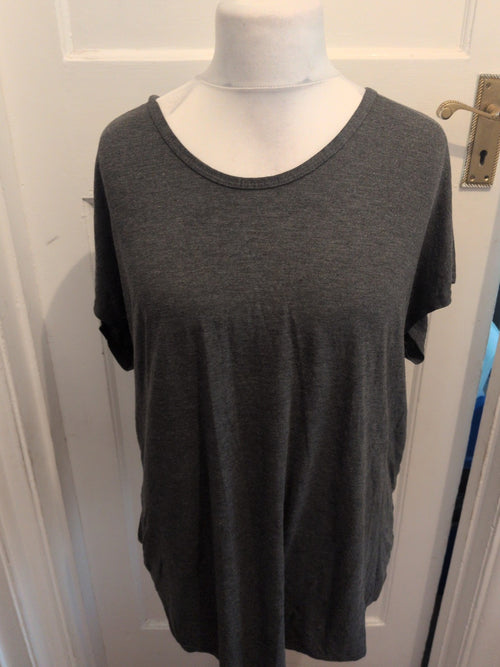 3XL Grey Uneven Hem Short Sleeve T-shirt Longline