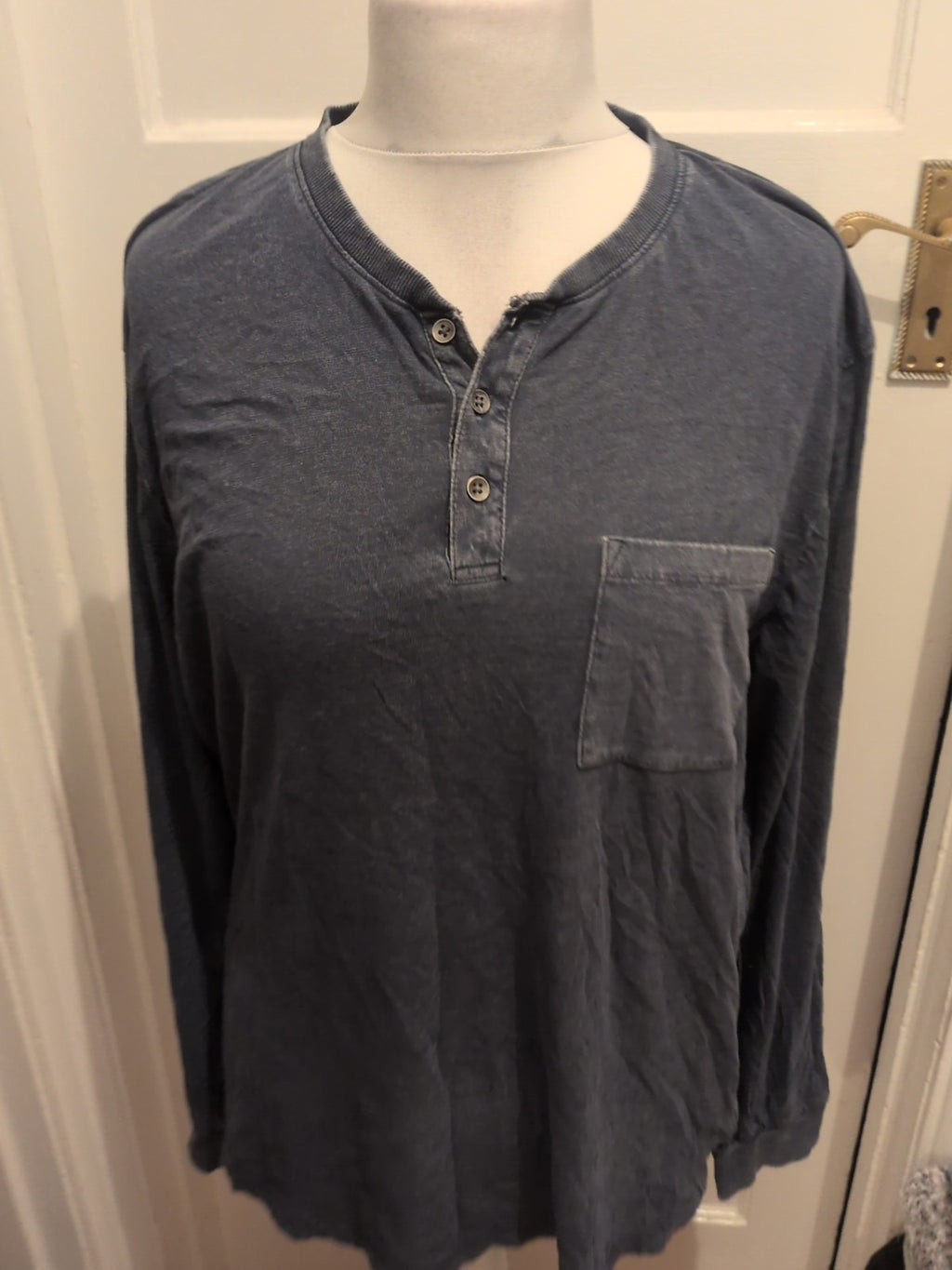 Mens F&F Size L Navy Long Sleeved Pyjama Top/T-shirt