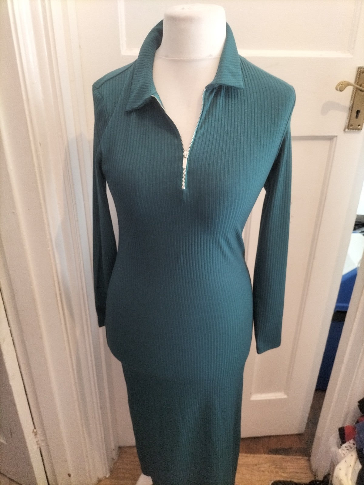 Primark 10/12 Teal Collared Long Sleeved Dress
