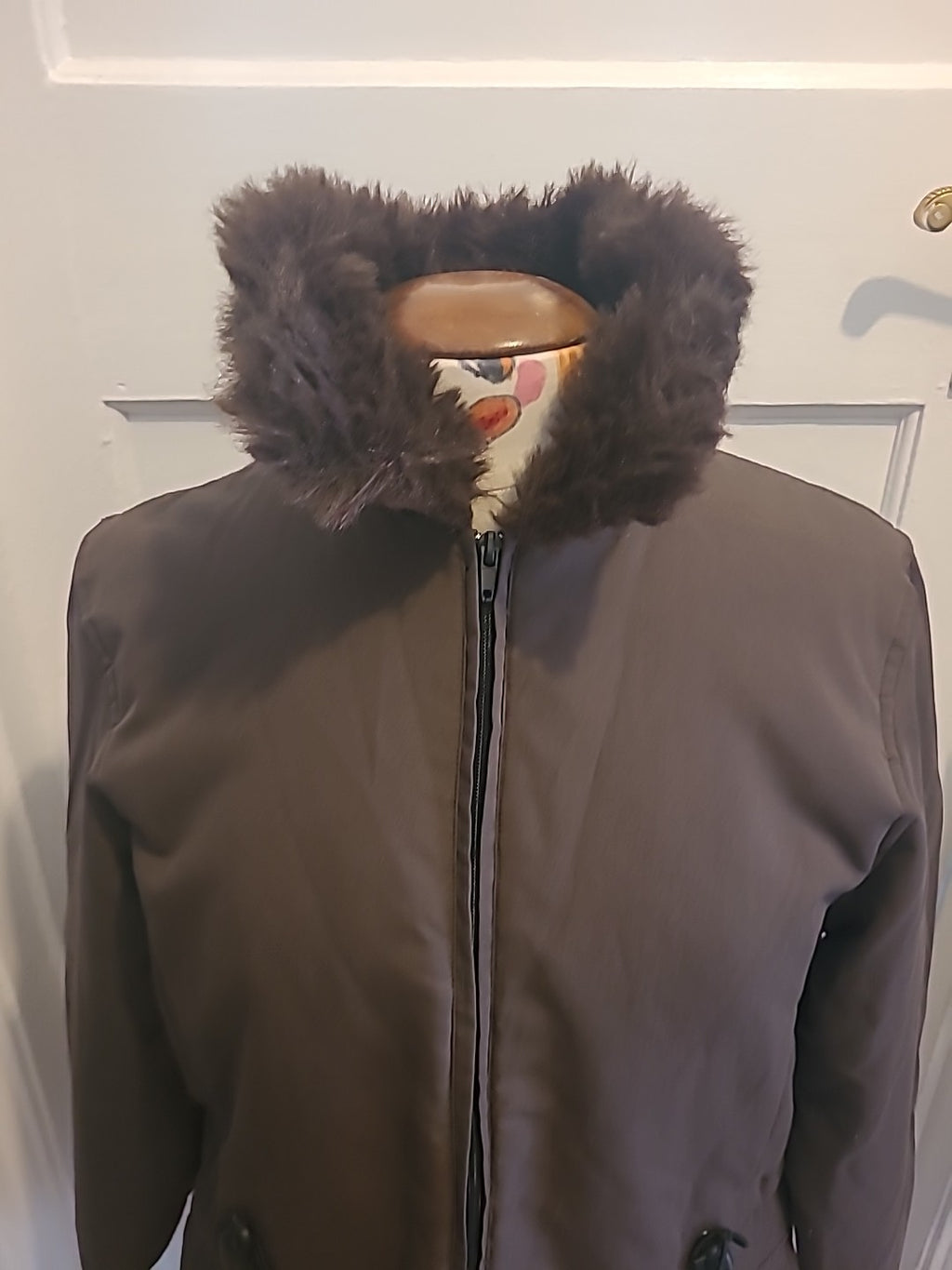 Ladies Casual Comfort Size 14 Brown Faux Fur Collar Coat