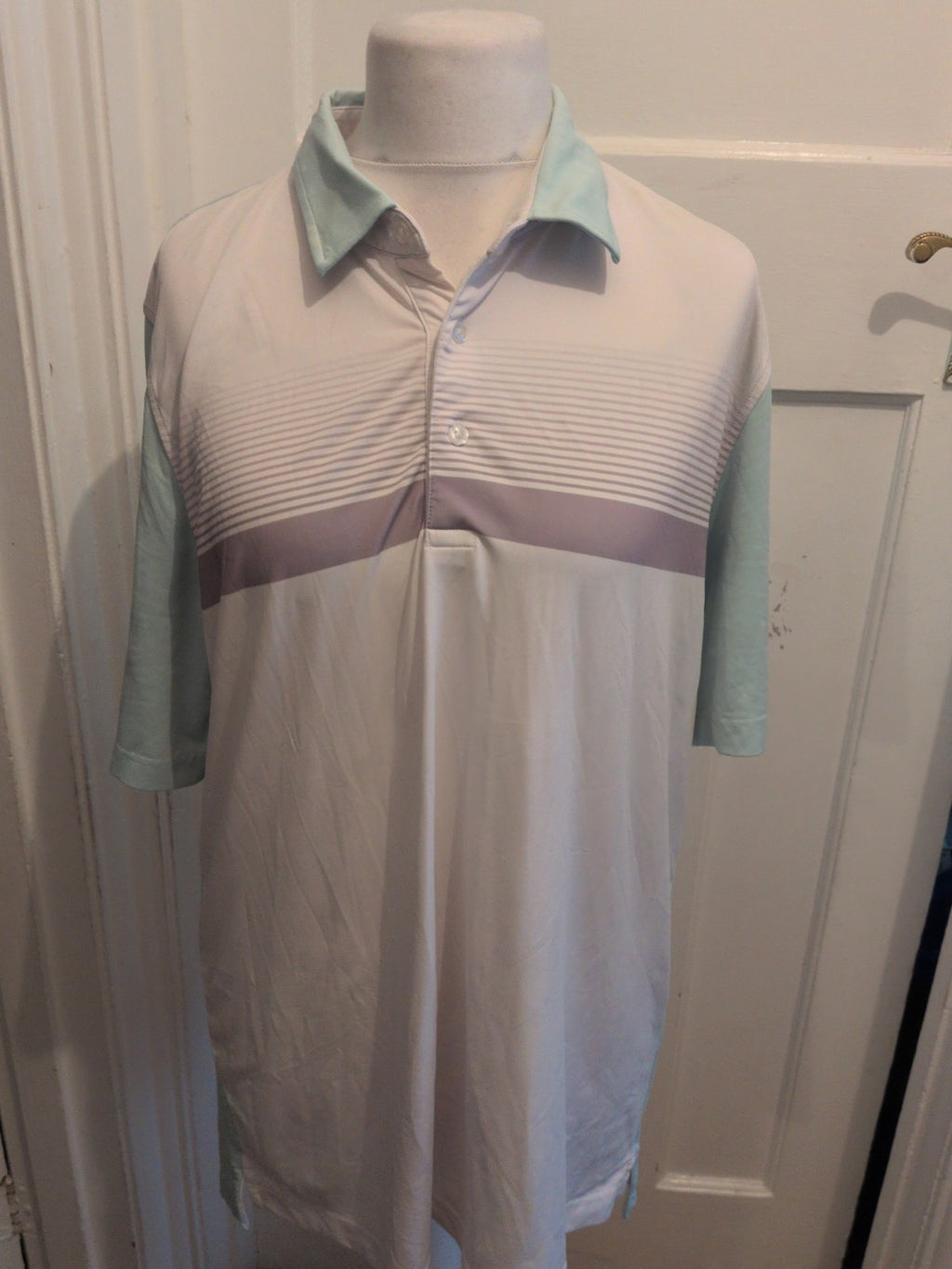 Glenmuir Large Pale Turquoise And White Short Sleeve Polo