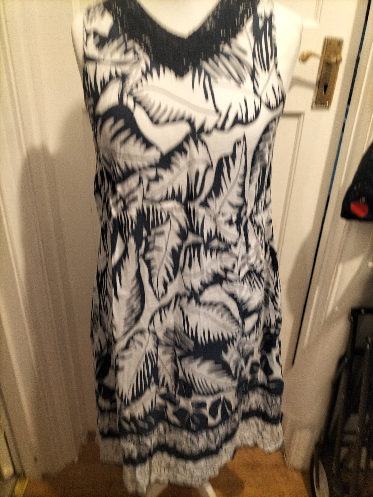 Ladies BM Size 14 Navy And White Sleeveless Lightweight Dress