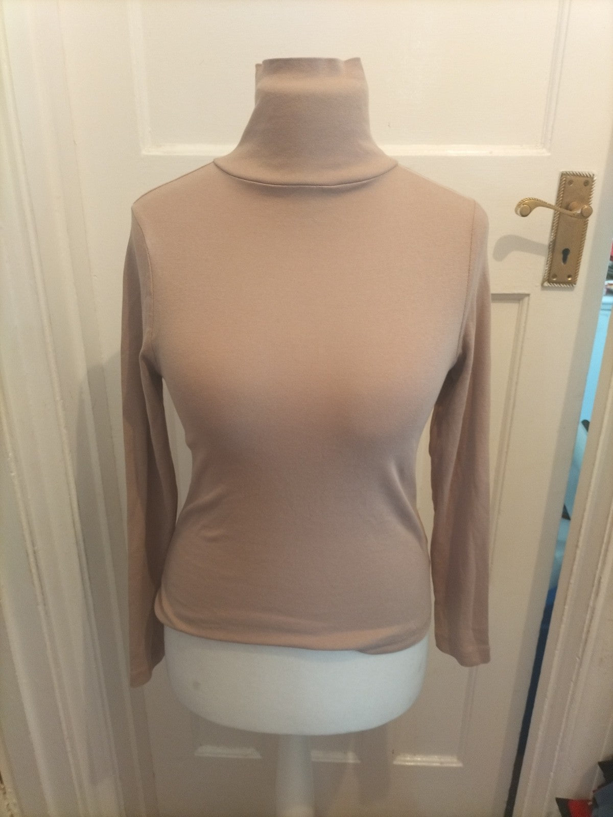 Peacocks 10 Beige Roll Neck Long Sleeve T-shirt