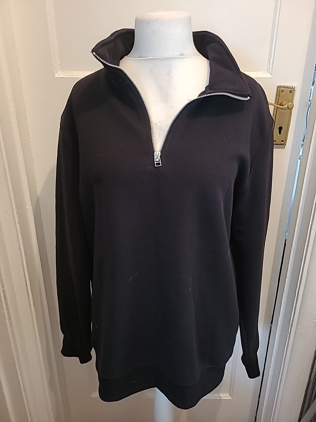 Mens Primark Size XL Black Collared Semi Zip Jumper