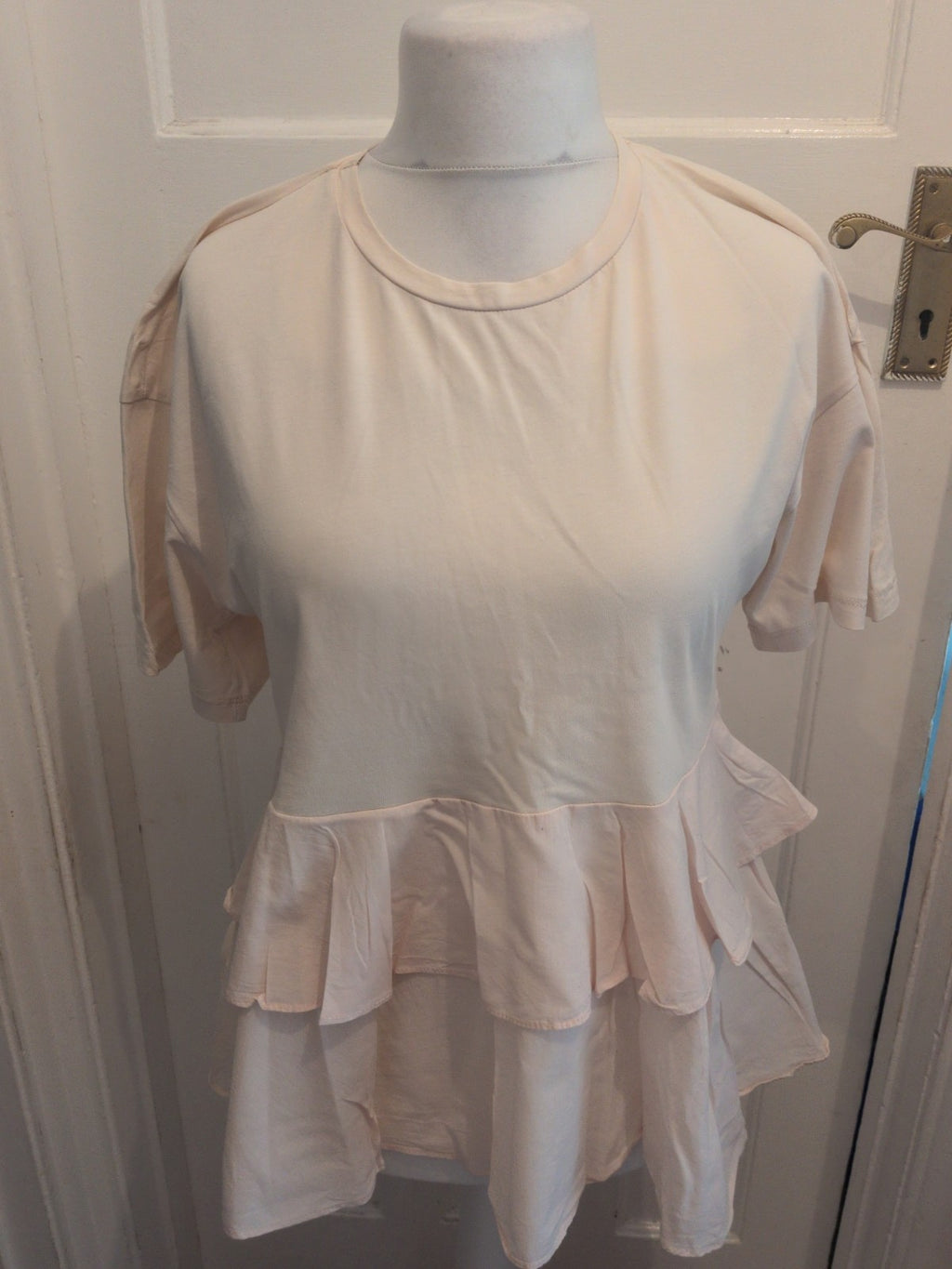 Cream&Rouge Medium White Short Sleeve Blouse