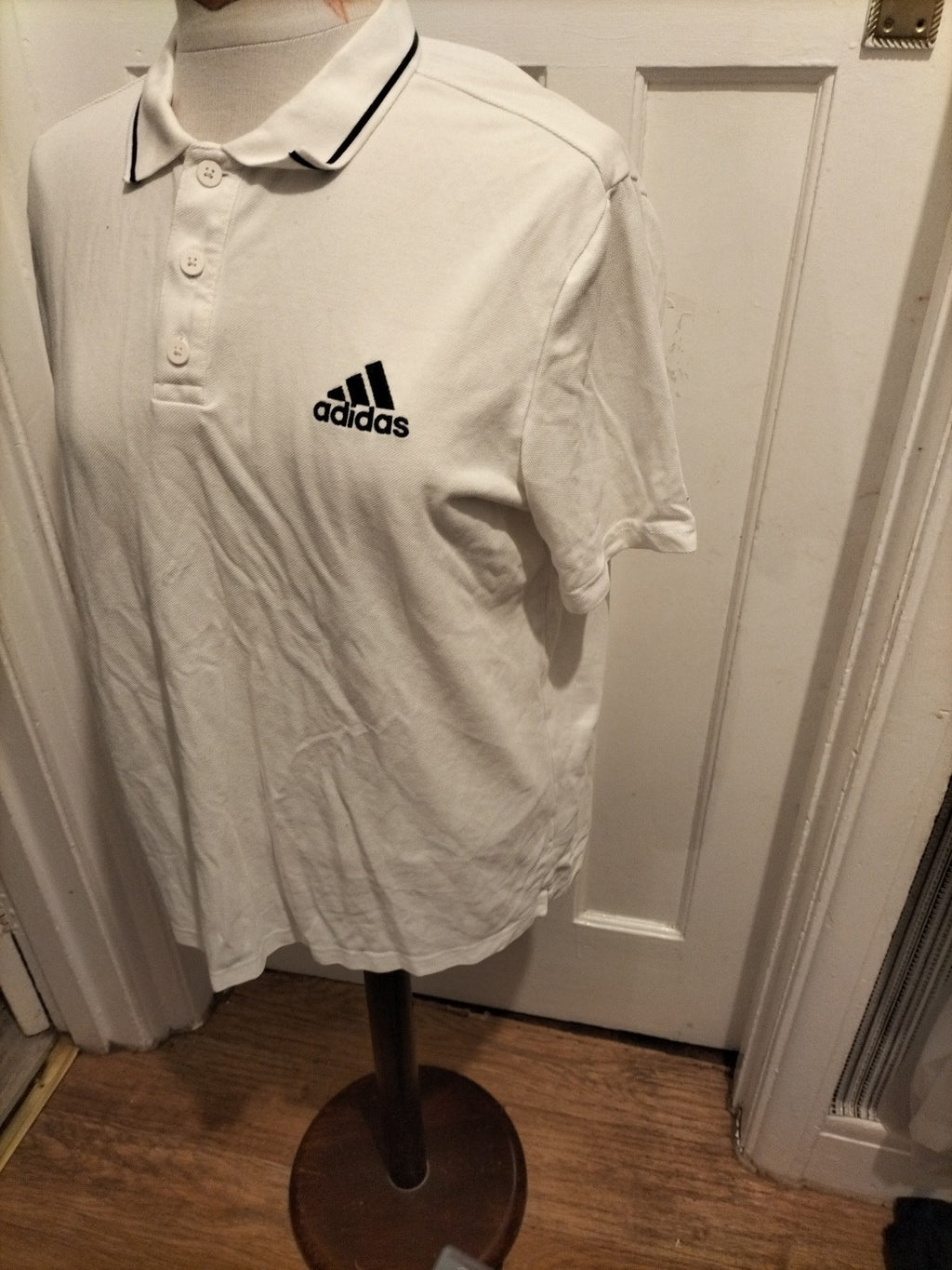 Mens Adidas Size Medium White Short Sleeved Polo
