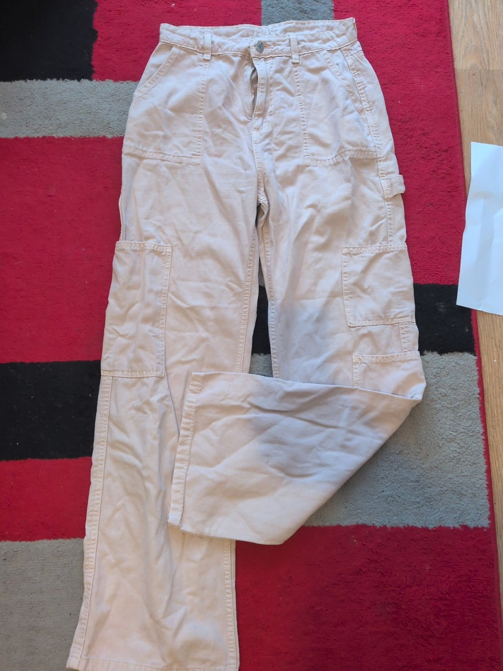 Ladies Primark Size 6 Stone Denim Cargo Trousers