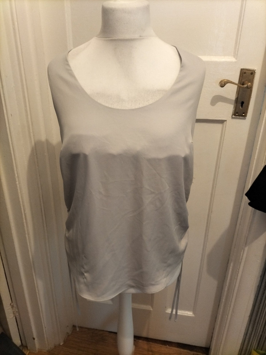 Ladies River Island Size 14 Grey Sleeveless Ruched Blouse