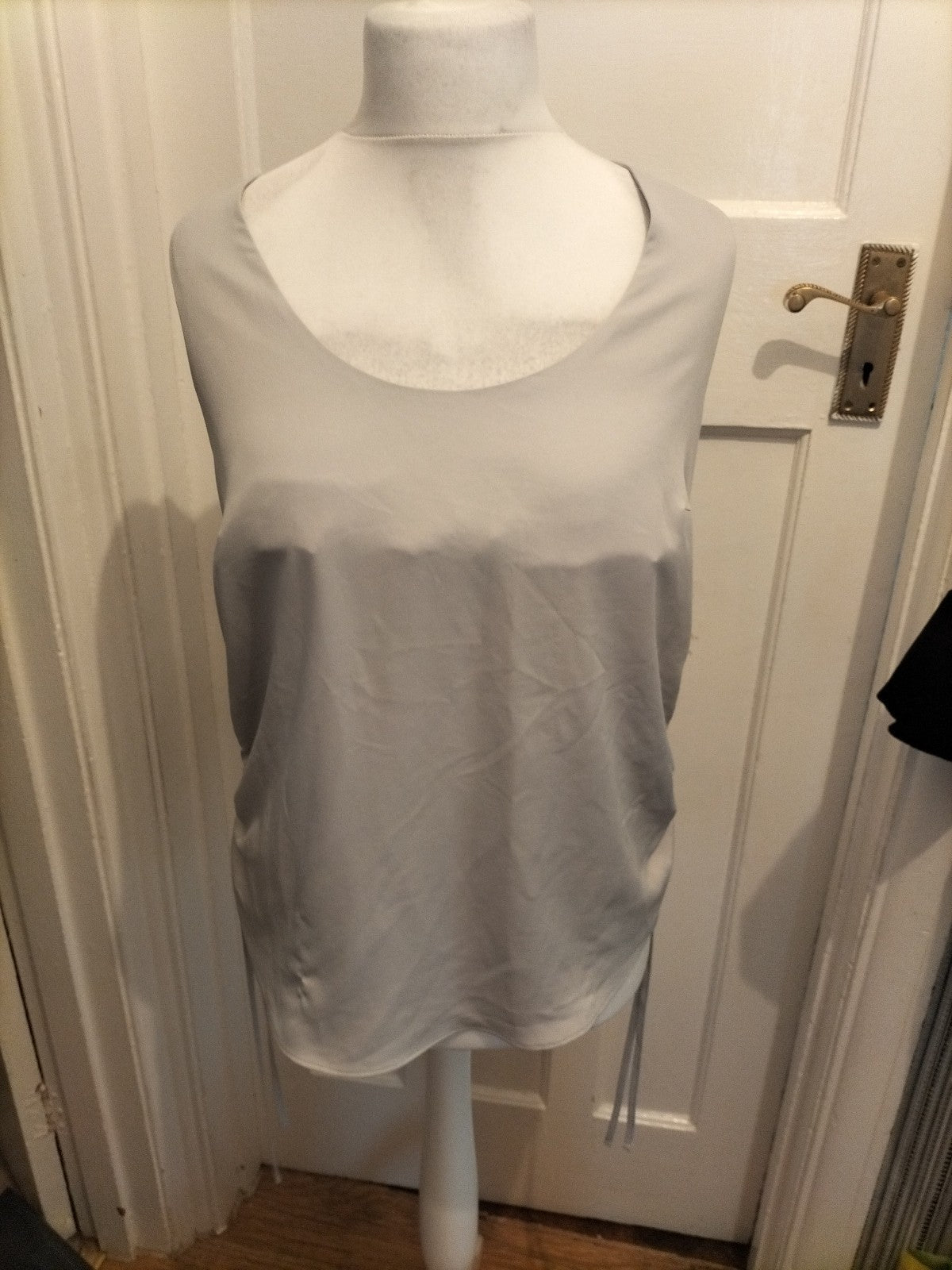 Ladies River Island Size 14 Grey Sleeveless Ruched Blouse