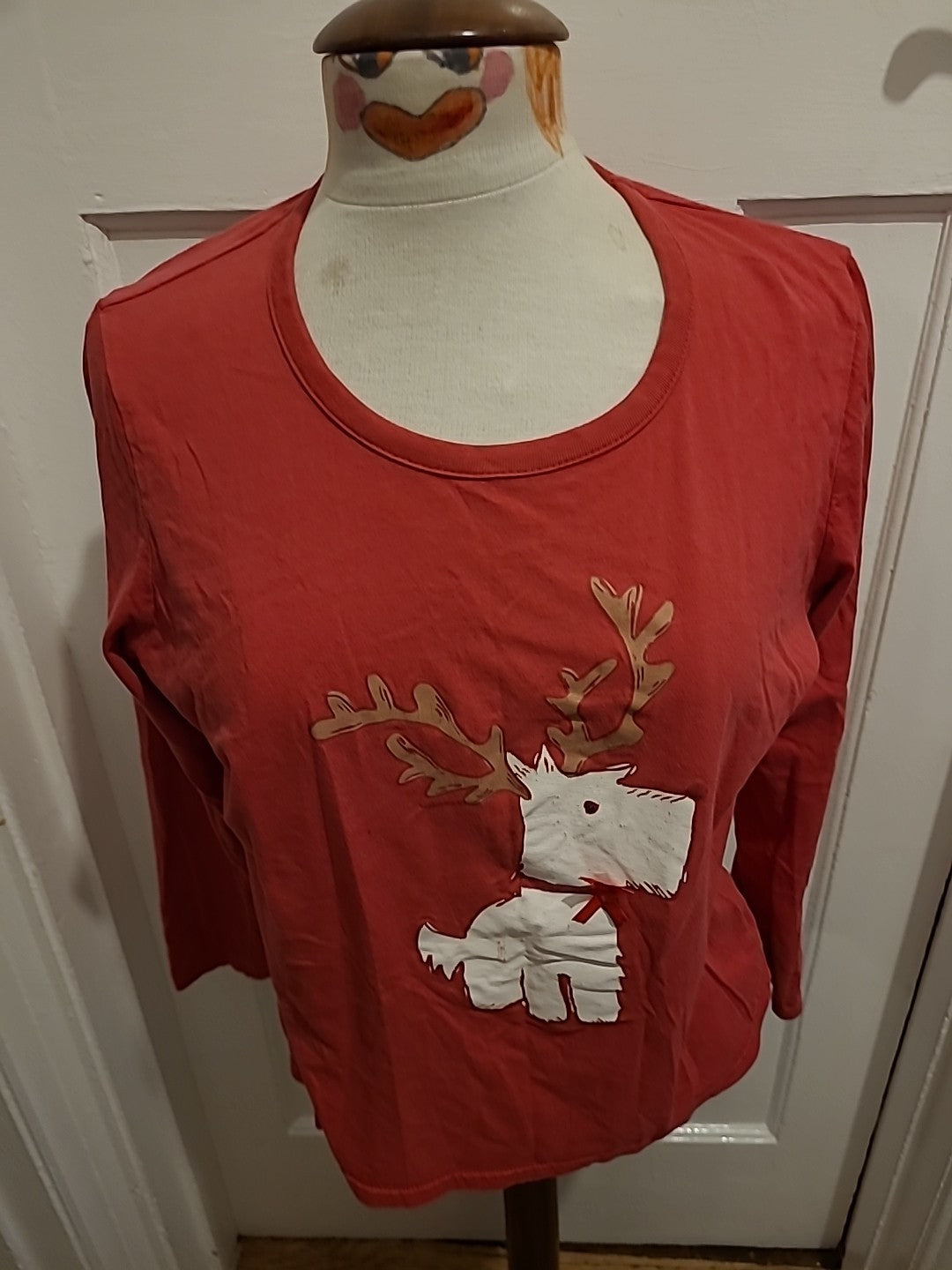 Ladies F&F Size 12-14 Pink Reindeer Pyjama Top