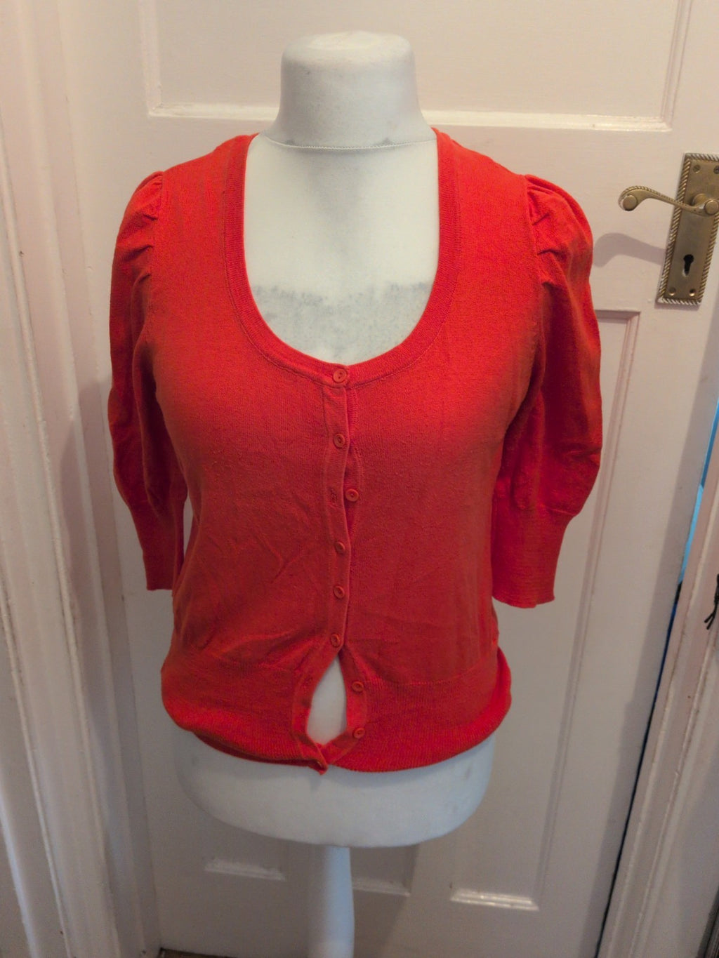 Peacocks 12 Coral Orange Buttoned Cardigan
