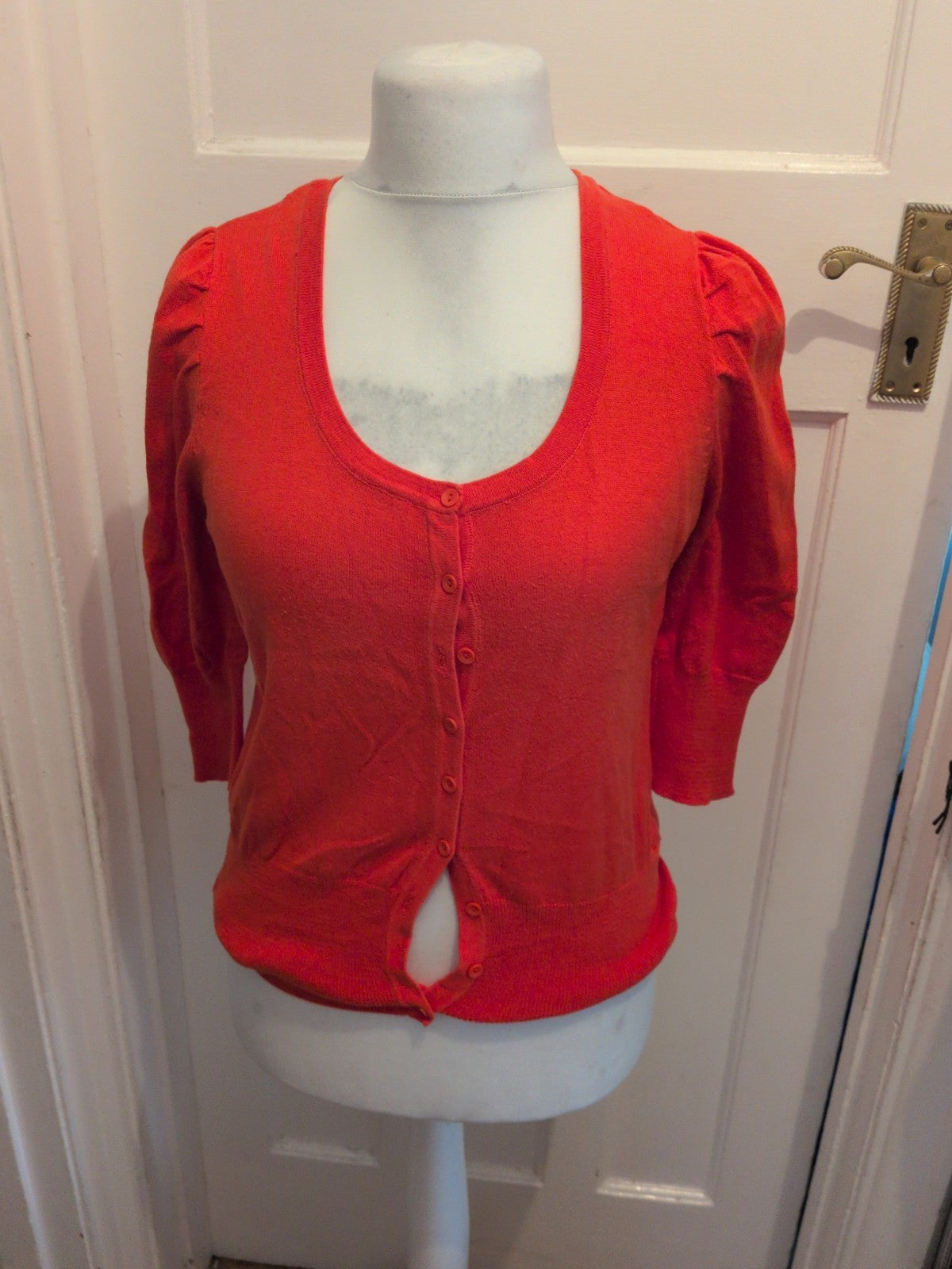 Peacocks 12 Coral Orange Buttoned Cardigan