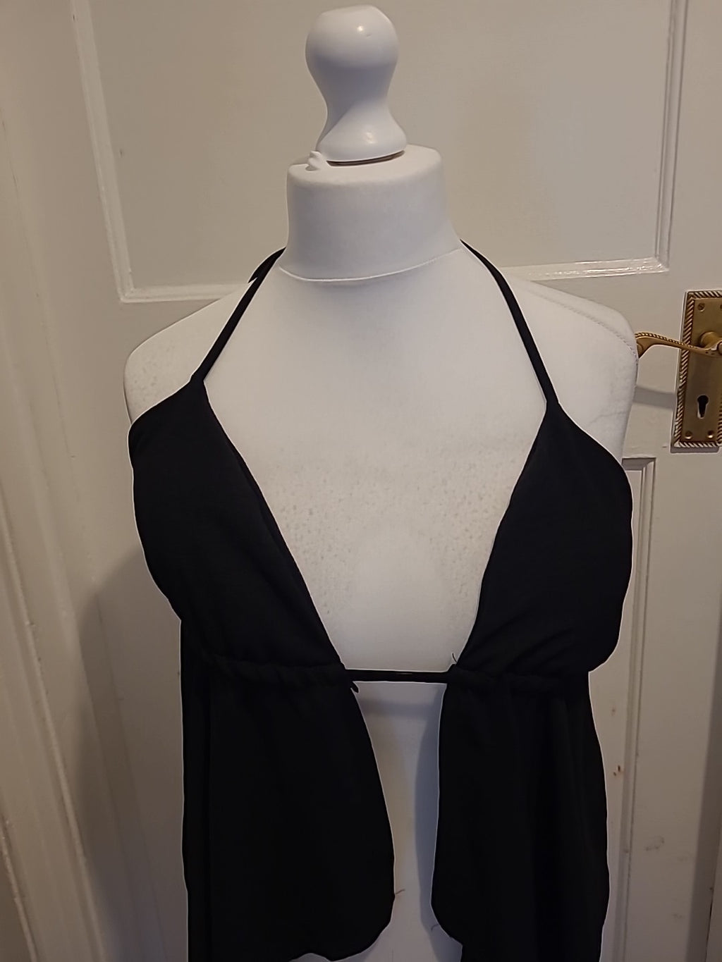 Ladies Size Large Black Padded Self Tie Top