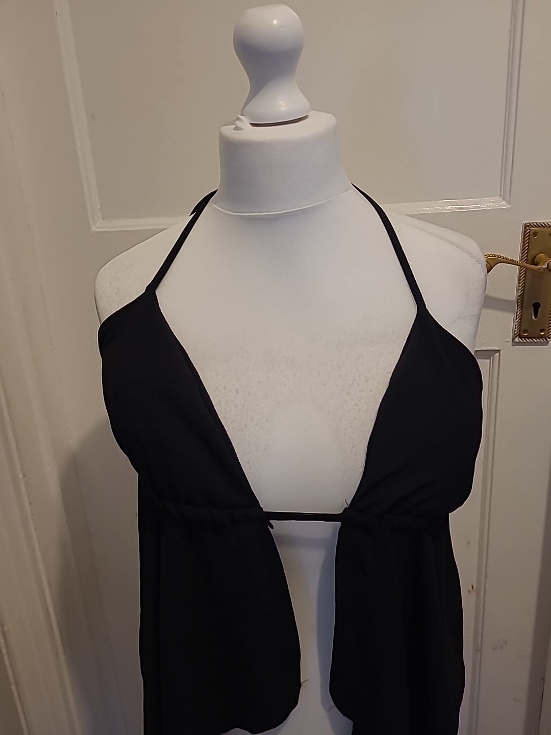 Ladies Size Large Black Padded Self Tie Top