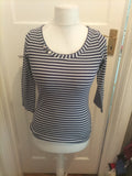 Medium Navy And White Striped Long Sleeved Blouse