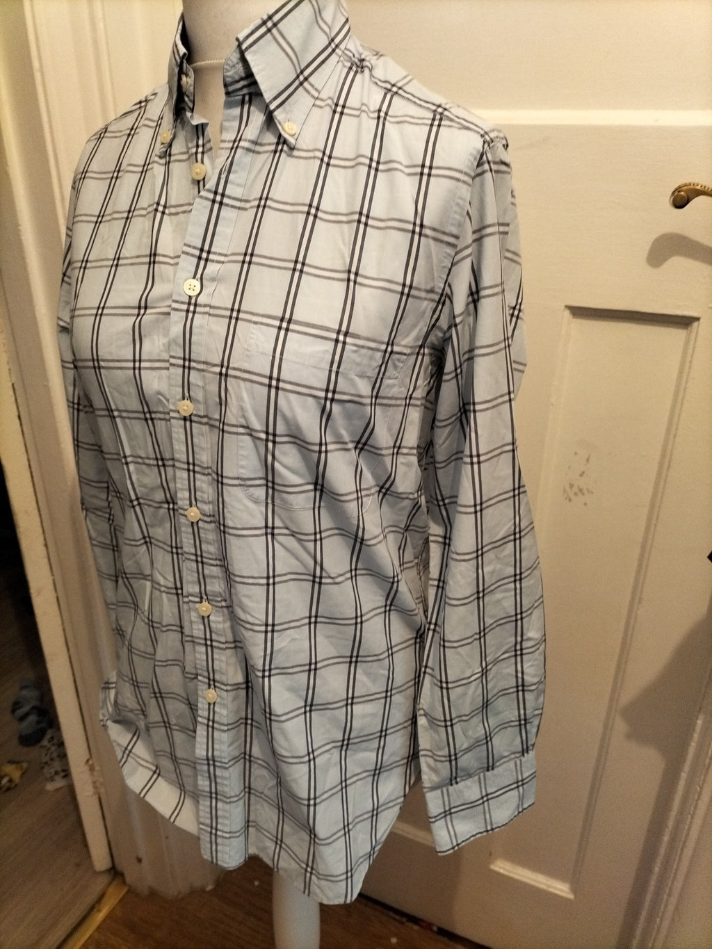 Mens Charles Tyrwhitt Size Small Pale Blue Check Long Sleeved Shirt