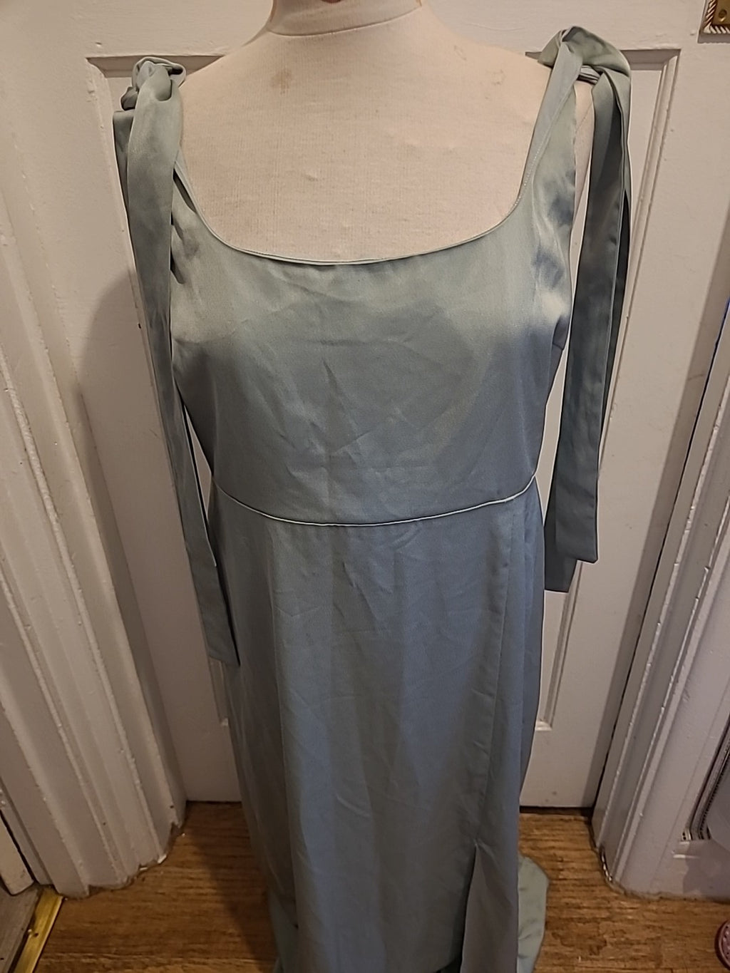Ladies Oasis Size 14 Metallic Mint Sleeveless Long Length Dress