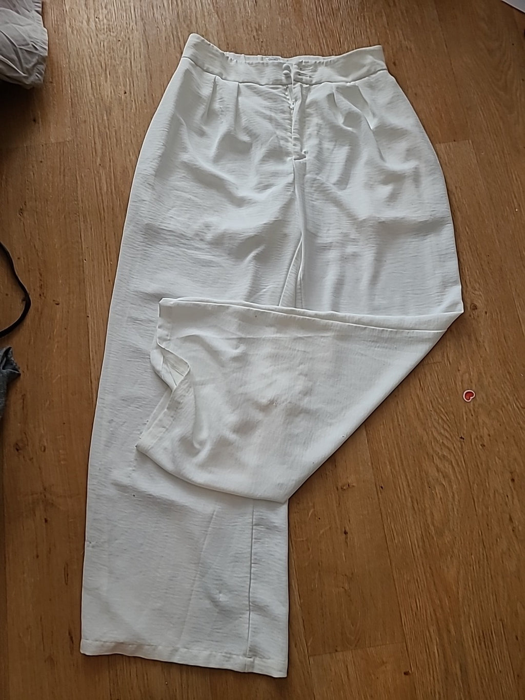 Ladies Shein Size L White Elasticated Trousers