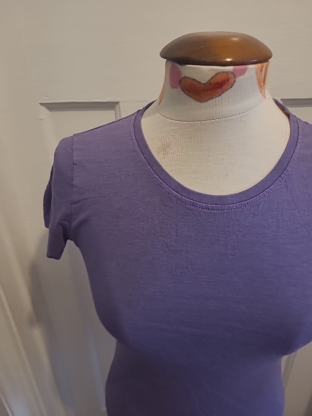 Ladies Dogs Life Size 10 Purple Printed Back Short Sleeved Tshirt