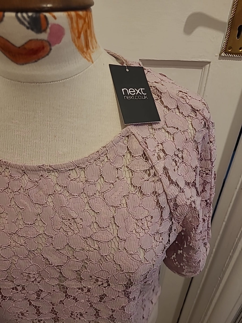 Brand New Ladies Next Size 10 Baby Pink Floral Lace Short Sleeved Tshirt