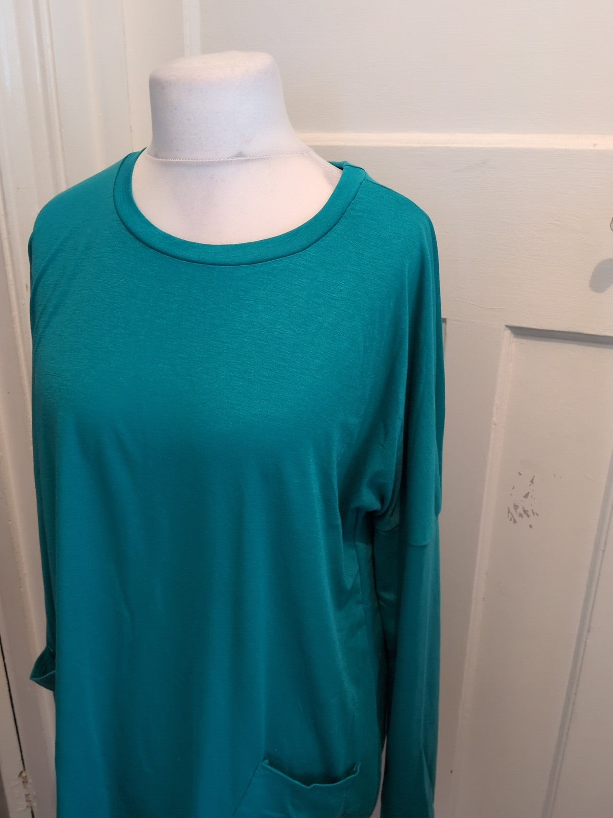 4XL Turquoise Long Sleeve Blouse