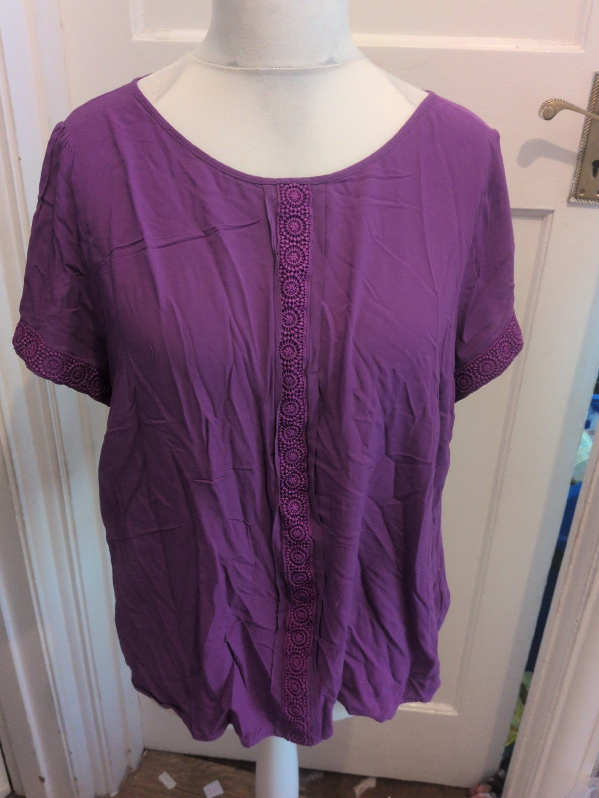 Marks And Spencer 22 Purple Short Sleeve Bloue