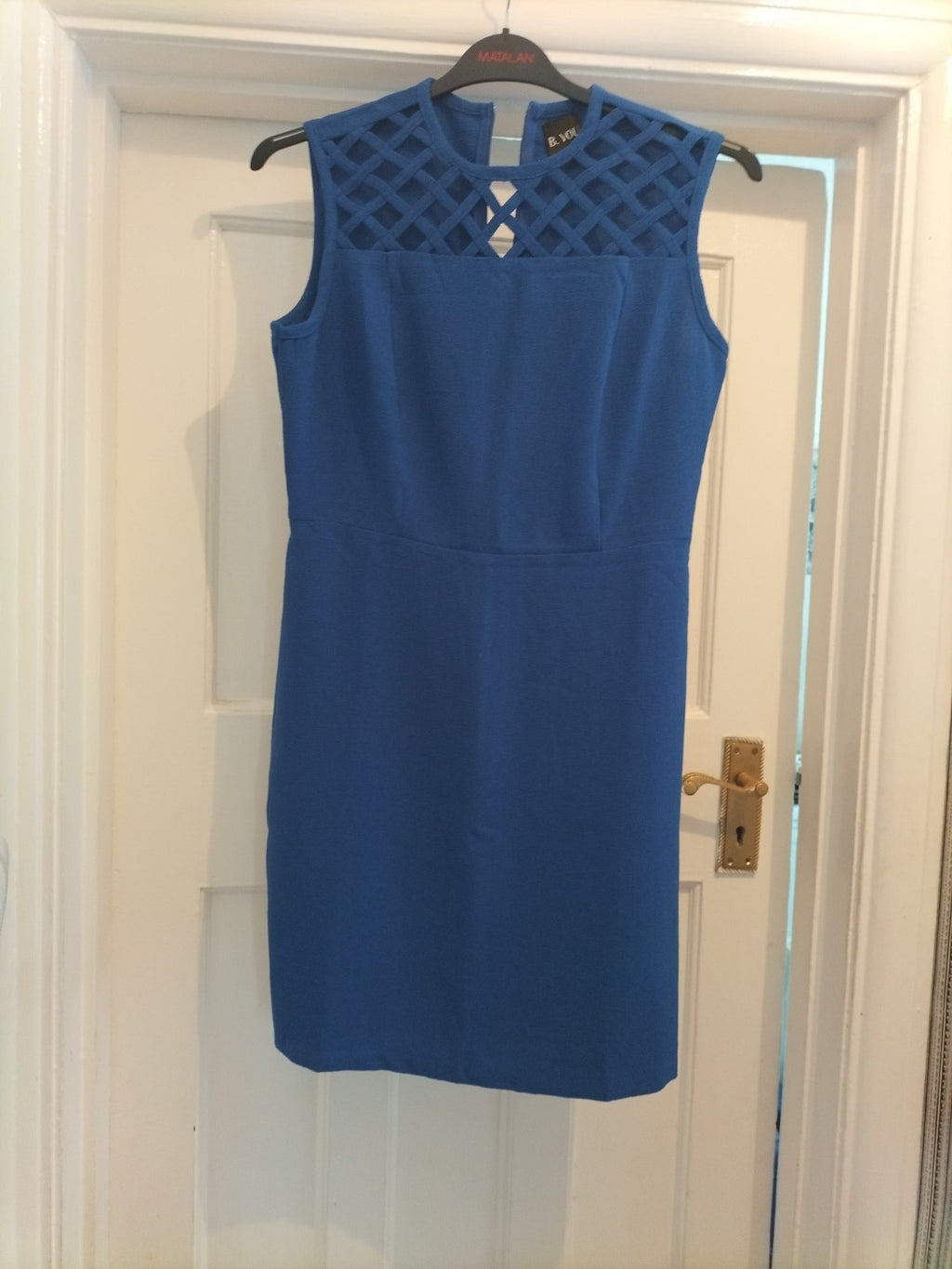 B.You 12 Dark Blue Cross Cross Sleeveless Dress