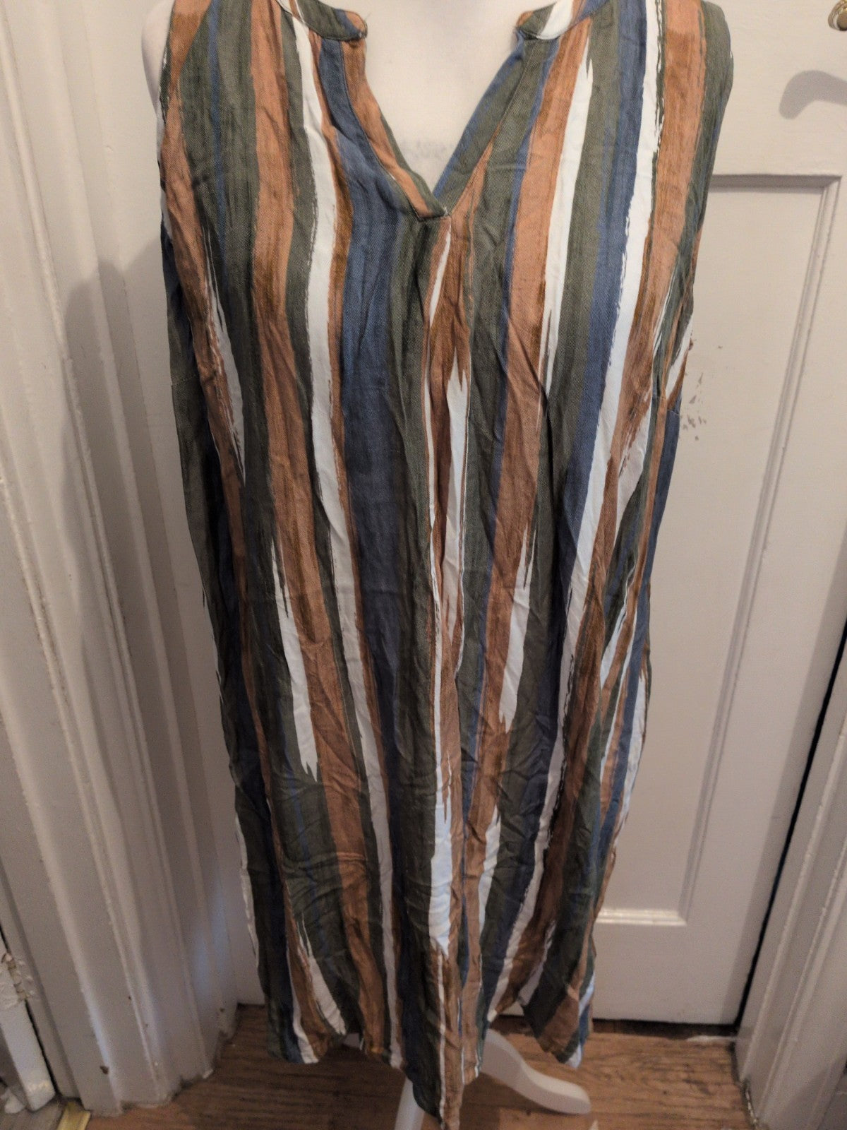 Collection L 20 Multicoloured Stripe V Neck Sleeveless Dress
