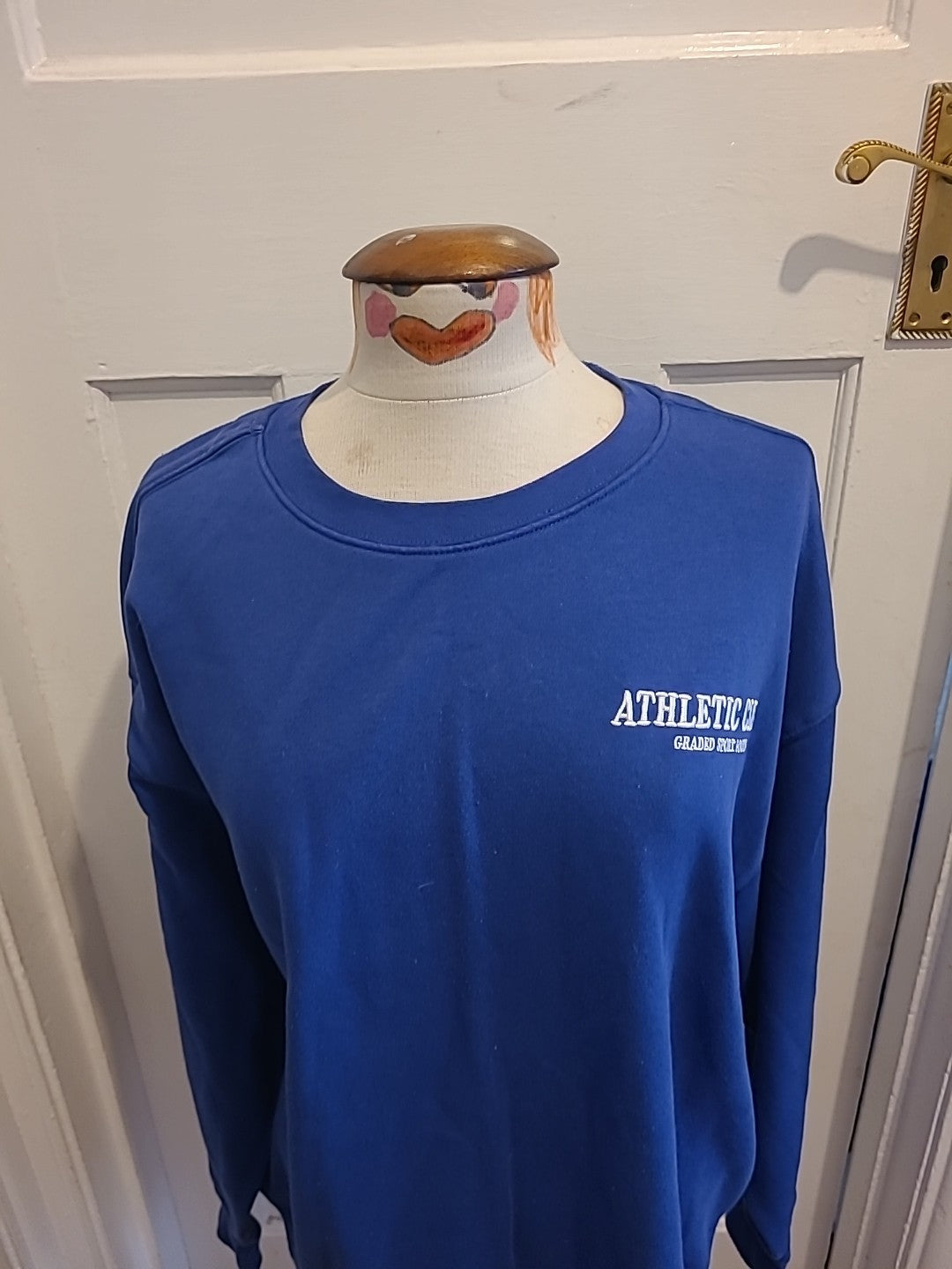 Mens Primark Size Large Blue Long Sleeved With White Print Sweatshirt