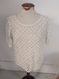 George 18 Ivory Short Sleeve See Through Blouse