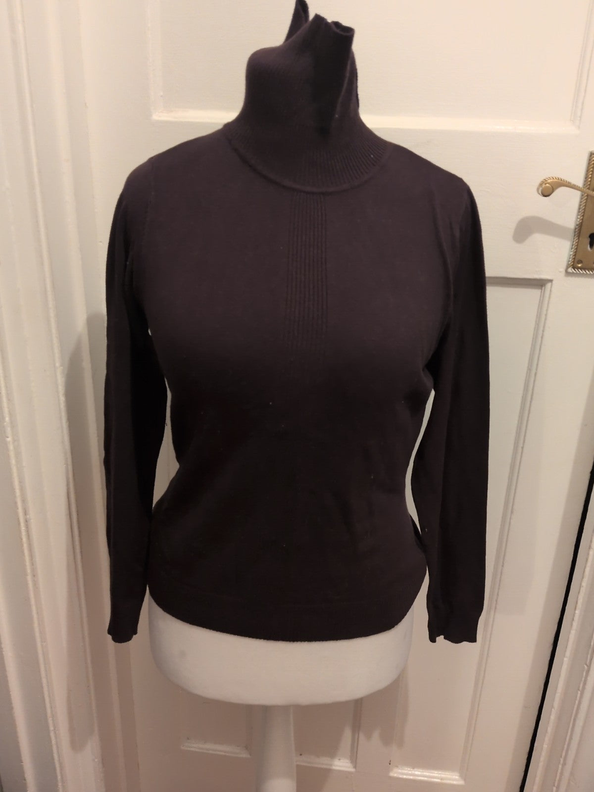 Ladies CC Size Small Brown long Sleeve Roll Neck Blouse