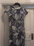 River Island 8 Blue And White Floral Short Sleeve Midi Pencil Dress