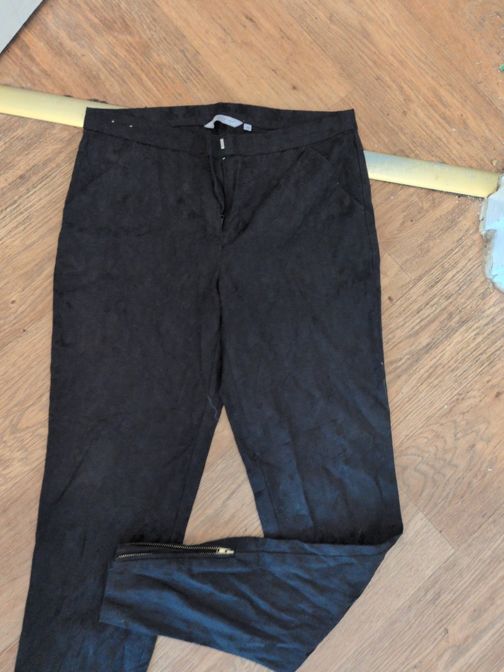 Ladies New Look Size 10 Black Patterned Slim Trousers