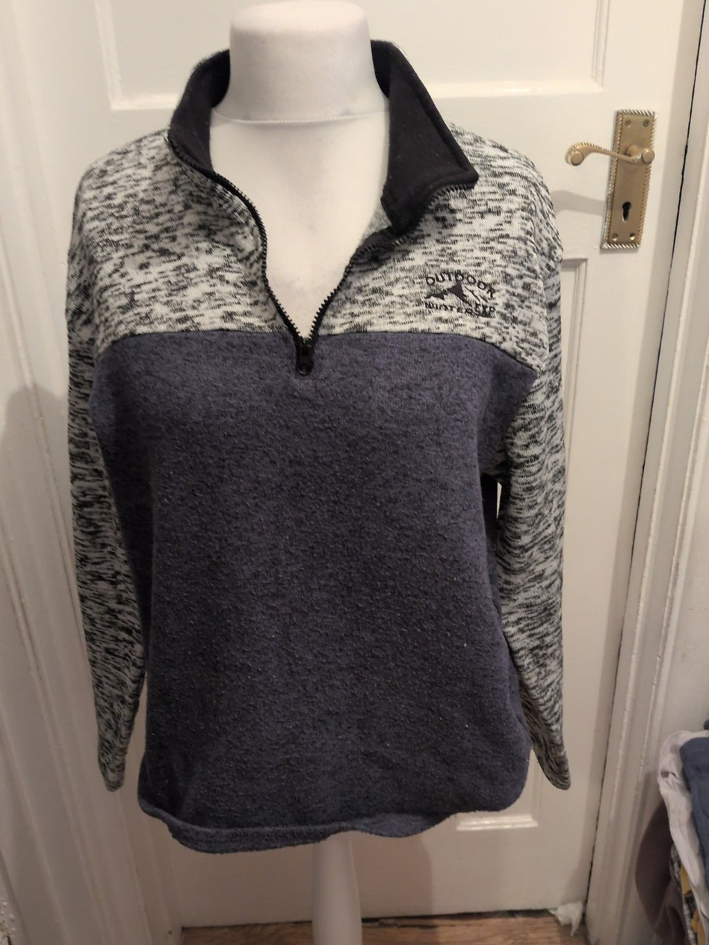 Mens Atalaformen 2XL Navy White Black Fleck Long Sleeve Junper