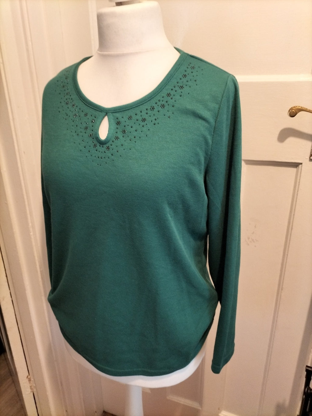 Ladies Bonmarche Long Sleeved Top Size 14 Bottle Green