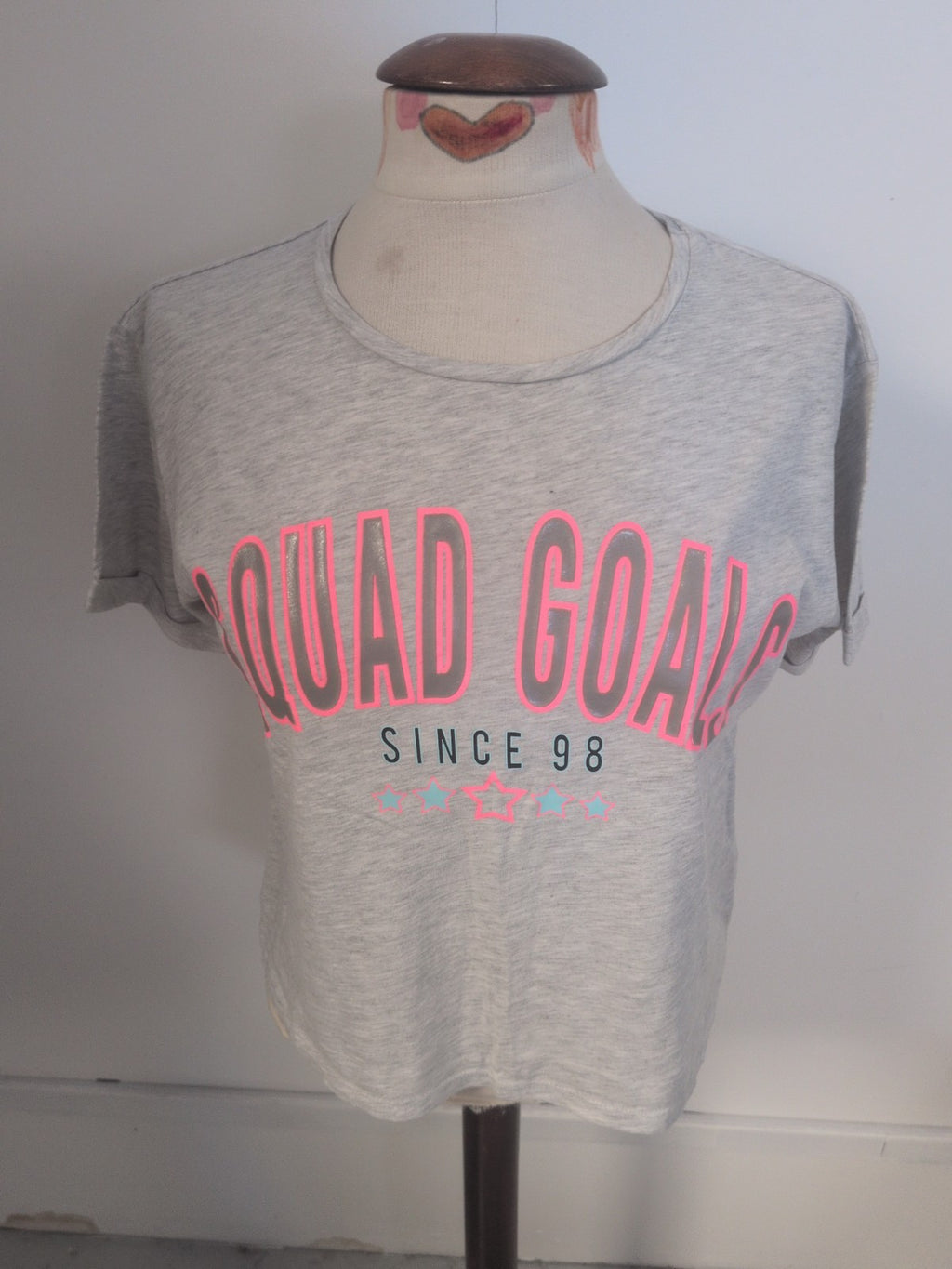 Primark Active 13-14 Years Girls Printed Grey Short Sleeve T-shirt