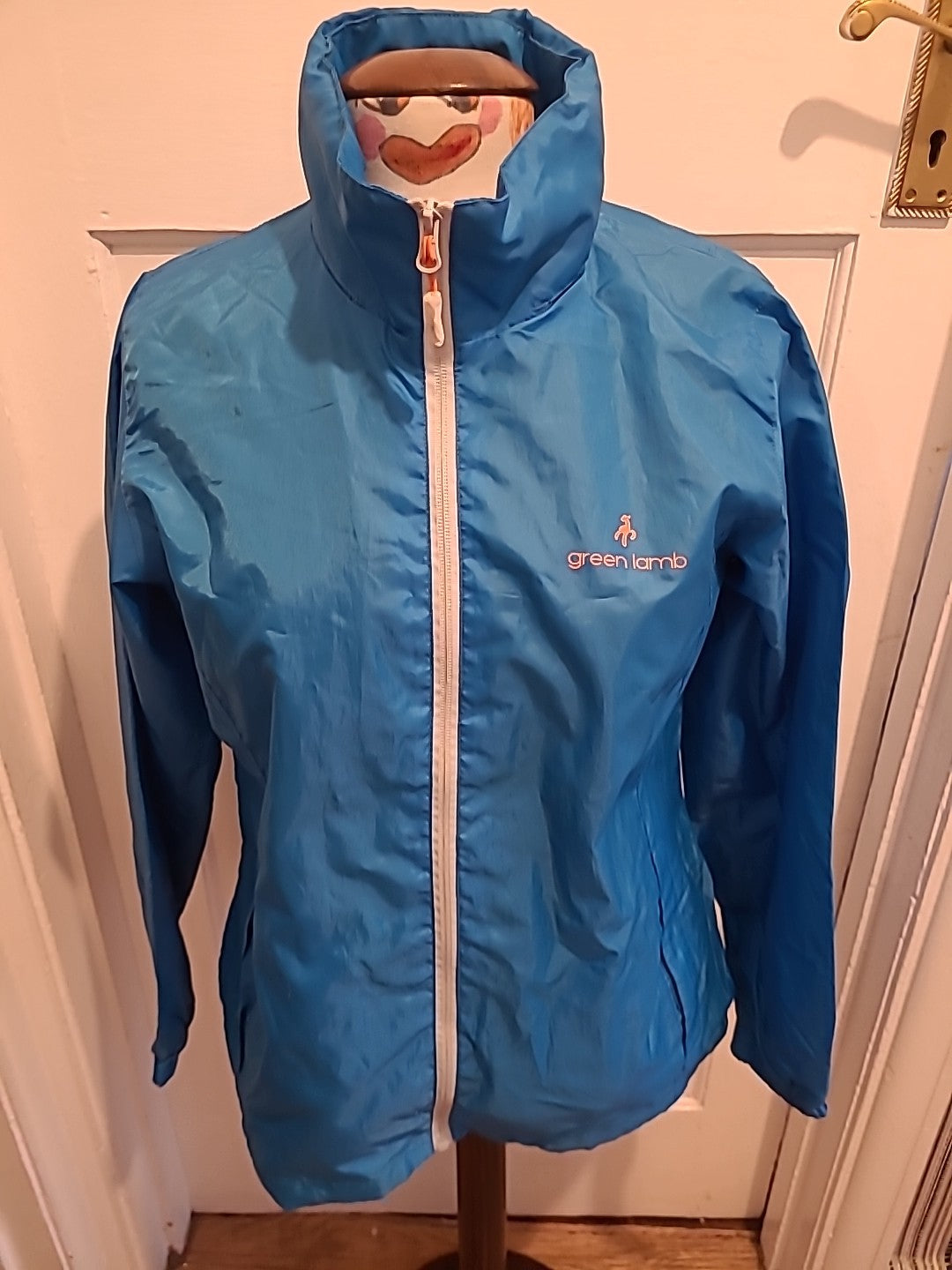Mens Green Lamb Size Large Blue Rain Coat
